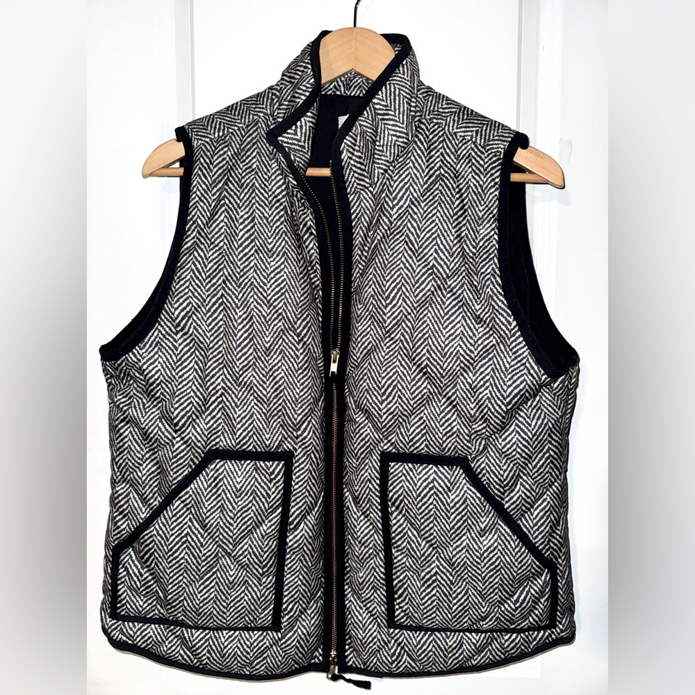 Black and White Herringbone Vest